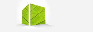Een groen blad schijnt door het silhouet van het DATAGROUP-logo